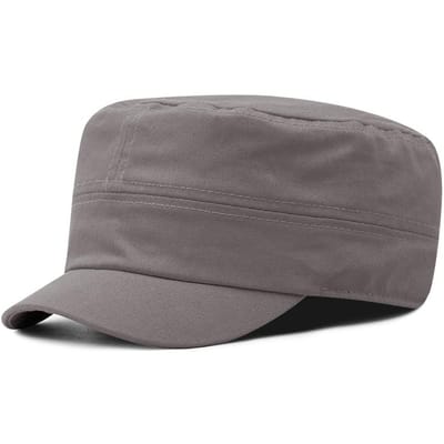 Casquette Militaire Plate Fermée Grande Taille Extérieur Coton Garder au Chaud Casquette de Baseball Unisexe Visière Courte Casquette de Camionneur Étudiant 54-56cm gray