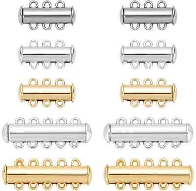 Dailygoods- Schuifsluiting 10 Sets - Armbandsluiting - Meerstrengige Halskettingsverbinder - Gelaagde Sluitingen - 20 mm/30 mm - 2 mm Boorgat - Sieraadsluiting