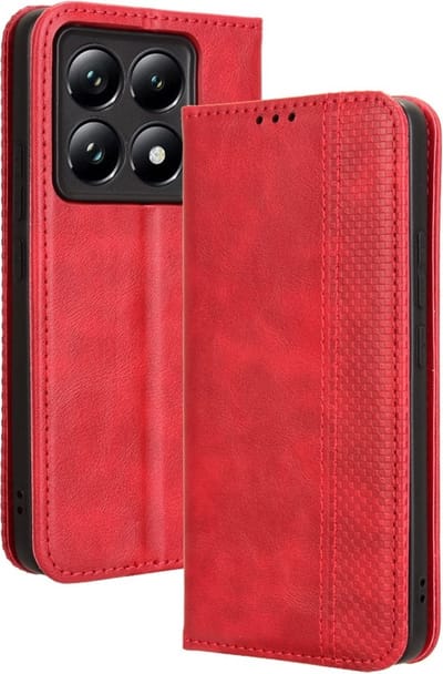 Coverup Hoesje - Geschikt voor Xiaomi 14T Pro Hoesje - Coverup Vintage Style Book Case - Rood