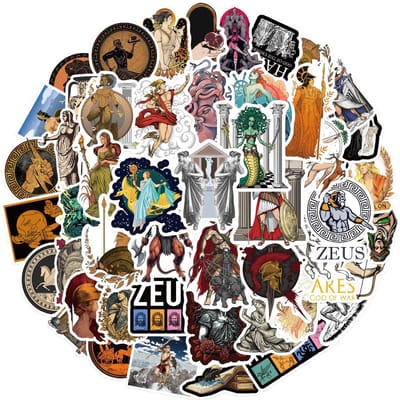 50 Griekse Mythologie Esthetische Graffiti Stickers Gepersonaliseerde Decoratieve Gitaar Notebook Koffer DIY Waterdichte Stickers gray