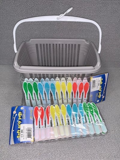 Wasknijpermandje - Wasknijpermand - met 24 Knijpers – Wasknijper - Taupe