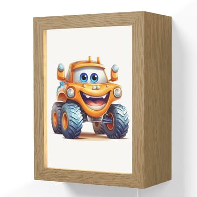 Wandlamp 15x20 cm - Oplaadbaar - Auto - Oranje - Jongen - Kind - Wandlampen binnen woonkamer - Slaapkamer lamp met kabel - Decoratieve nachtlamp - Vloerlamp snoer