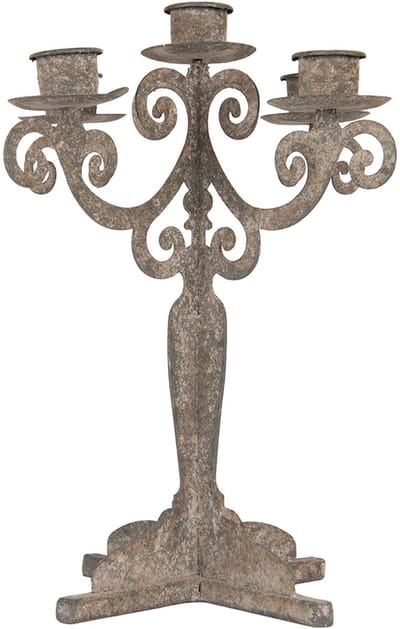 Clayre & Eef Kandelaar 26x26x35 cm Grijs Metaal