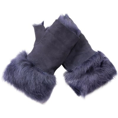 Womens Shearling Wanten Vingerloze manchetten Toscana Suède Schapenvacht Bont