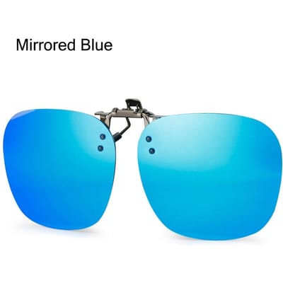 Lunettes de soleil à clip métallique à clipser Pratiques Lunettes de soleil à rabat UV400 adaptées aux lunettes de vue Monture sans bords Montures polygonales blue