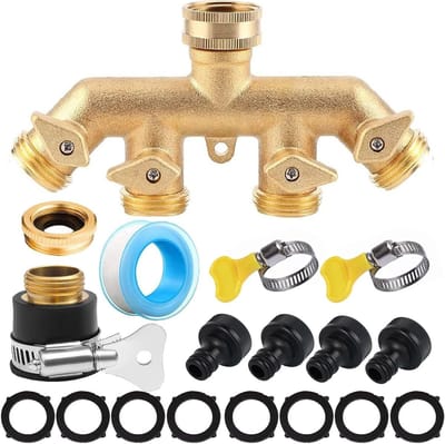 4-Weg Waterverdeler voor Tuin, Buiten, Keuken - Messing Kranen Splitter Connector voor Tuinslangen, Tuinonderhoud en Besproeiing