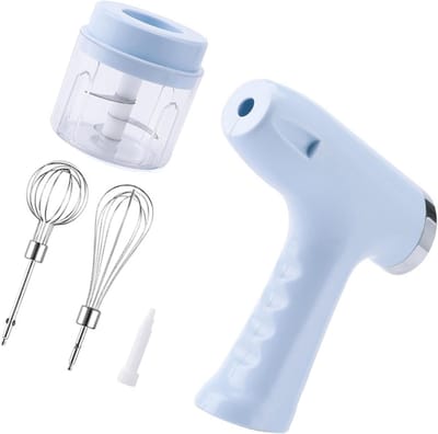 Handmixer Elektrisch - Keukenmachine Klopper - Efficiënt Mengen - Compact Ontwerp - 12x12 cm - Blauw
