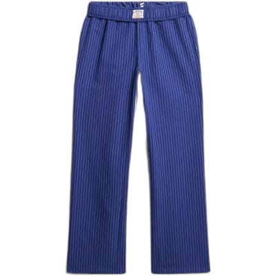 Superdry Biologisch Katoenen Gestreepte Broek met Elastische Band Blauw Grootte: 36