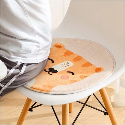 Zachte en Comfortabele Rond Kussen voor Kinderen, Wasbaar en Draagbaar Veilig Vloerkussen voor Auto, Thuis en Stoelen (Tijger, 30x30cm)