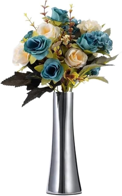 Metalen Vaas - Decoratieve Vaas - Bloemen Schikken - Roestvrij Staal - 17 cm Hoog - Zilver