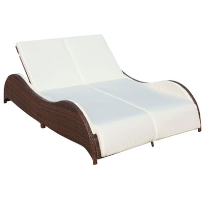vidaXL - Ligbed - tweepersoons - met - kussen - poly - rattan - bruin