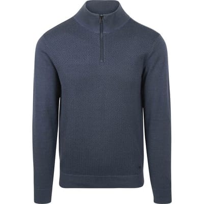 Petrol Industries - Heren Gebreide Half-Zip Trui Augusta - Blauw - Maat XL