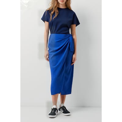 French Connection Faron Drape Skirt Cobalt Blue Maat: 18 | Midi Rokken Outlet | Dames | Blauw