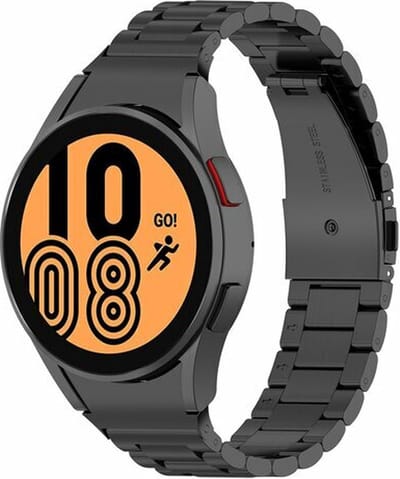 By Qubix - Geschikt voor Samsung Galaxy Watch bandje - Stalen schakelband 20mm - Zwart - Geschikt voor Samsung Galaxy Watch 7 (40 & 44mm) - Galaxy Watch FE - Galaxy Watch 6 - Galaxy Watch 6 Pro - Galaxy Watch 5 - 5 Pro - Galaxy Watch 4 - 4 Classic