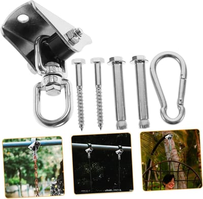 Hangmat Haak Set - Veergesp Schommel - Buiten Ontspannen - Roestvrij Staal - 4 Delig - Zilver