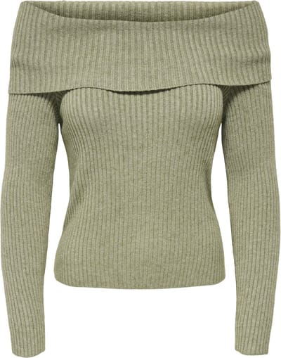 Only Trui Onlkatia Ls Off Shoulder Knt Noos 15311830 Sphagnum/melange Dames Maat - XS