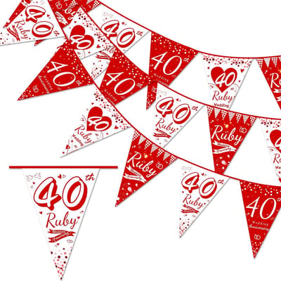 Allecto - Bunting Banner - Ruby Wedding - 40e Verjaardag - Huwelijksjubileum - Versiering - Decoratie voor feesten - Geschikt voor bruiloften - Kle..