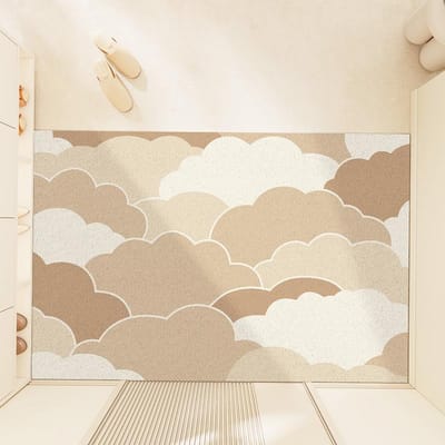 Tapis de sol de maison léger et luxueux pour porte d'entrée, tapis en soie, tapis antidérapant pour porche, extérieur, tapis de sol sale et facile à entretenir 45*75cm