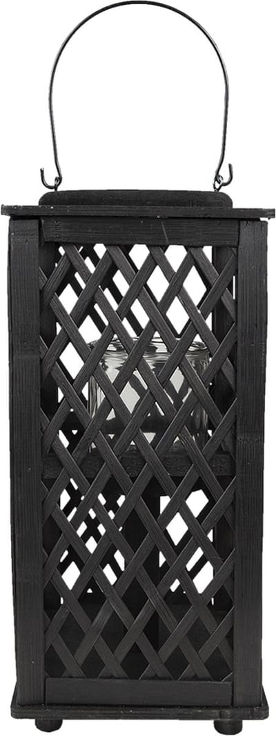 Clayre & Eef Windlicht 19x19x40 cm Zwart Bamboe