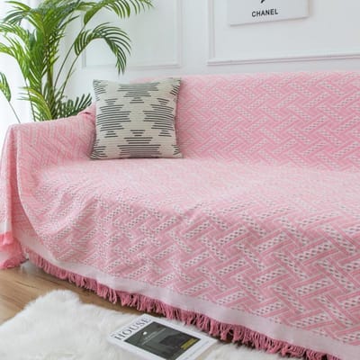 Couverture de canapé en coton et lin Couverture solide antidérapante Serviette de canapé de salon pour la famille Décoration de meubles de maison Tapisserie Housse de canapé 90x90cm