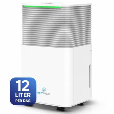 Aironex Luchtontvochtiger - 12 liter per dag - Wasdroogfunctie - Stil &Energiezuinig - Voorkomt Schimmel - Ontvochtiger voor slaapkamer, badkamer, zolder & kelder - Slimme Dehumidifier