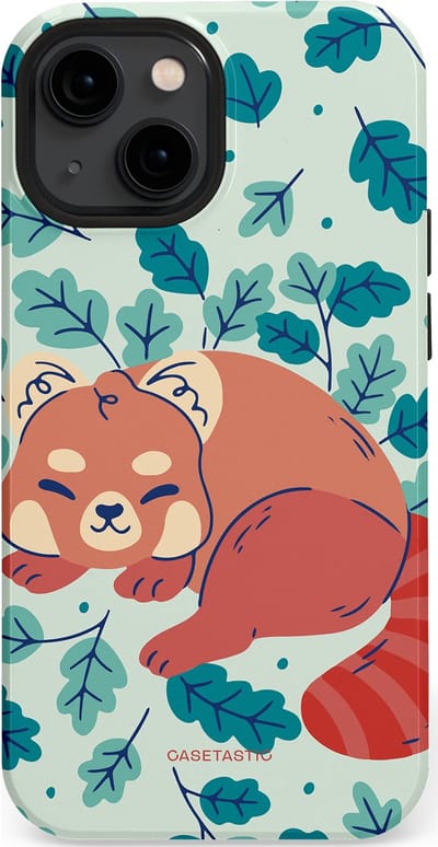 Casetastic Hoesje Geschikt voor Apple iPhone 13 Mini Magsafe - Stijlvolle Beschermende Duo-layer Case - Rode panda avonturen