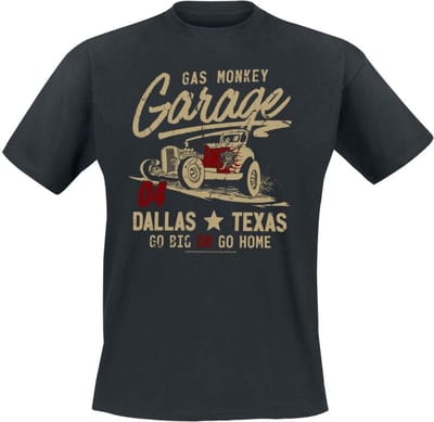 Gas Monkey Garage Go Big Or Go Home T-shirt zwart S - Katoen - Fan merch, Film, TV-series
