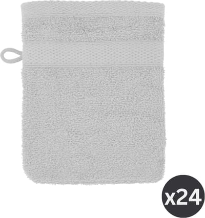 TISECO HOME STUDIO - Washand RIVA - SET/24 - 100% katoen - 450 g/m² - met ophanglus - 100% katoen - superzacht en zeer absorberend - 15x21 cm - Lichtgrijs