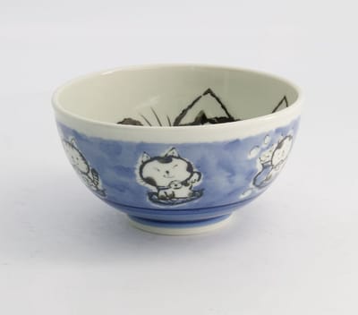 Tokyo Design Studio – Kawaii – Rijstkom – Kat Neko – Blauw – 13x8cm – 400ml