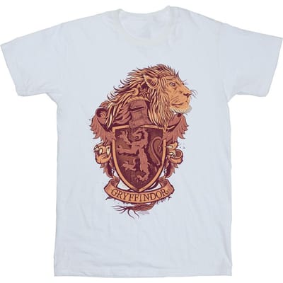 Harry Potter Heren Gryffindor Schets Crest T-Shirt (Wit)