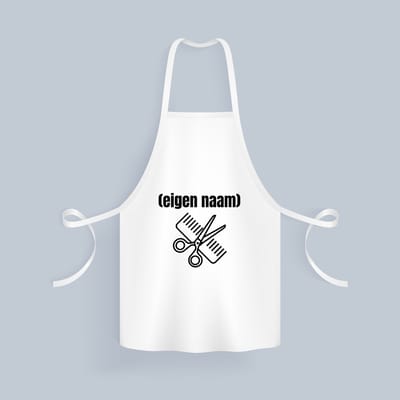 Akyol - kapperschaar en kam met eigen naam Keukenschort - Kapper - barbers - collega's - verjaardag - afscheidscadeau - geschenk - kado - 82 bij 71 cm