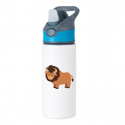 Hacebo® - Stieren waterfles met rietje blauw - Stier - Dieren liefhebbers - Bizon - koeien - water fles - 650ML