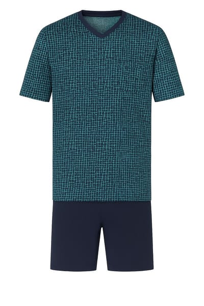 Comte - Heren Shortama - Zomer - Katoen - Grafisch Blauw - Maat XXL