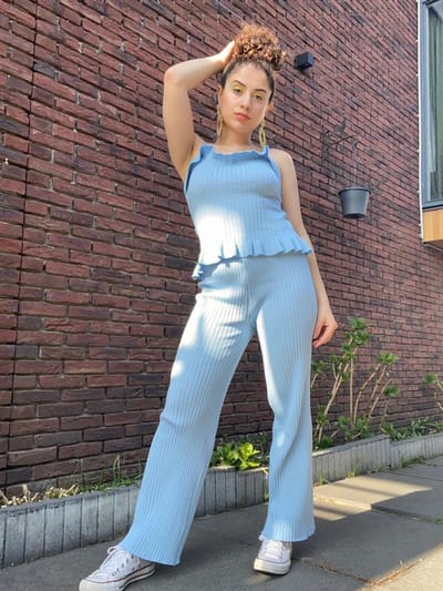 Rib Knitted Broek & Top Lounge Set
