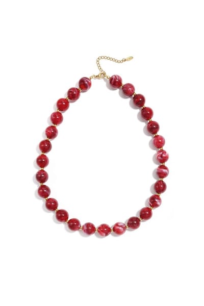 Honey Bead Ketting | RVS & Acryl | Kralen Ketting | Rood | Beste Cadeau voor haar