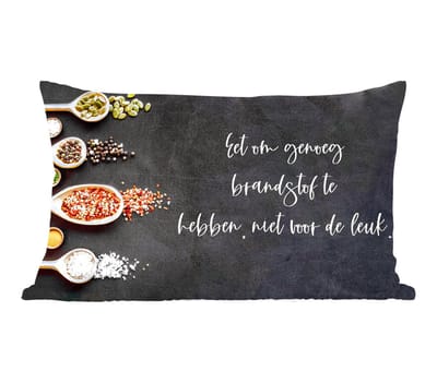Sierkussens - Kussentjes Woonkamer - 60x40 cm - Spreuken - Keuken - Quotes - Eet om genoeg brandstof te hebben - Eten