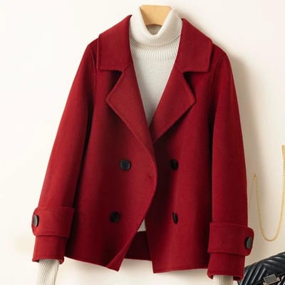 Nieuwe Wollen Jas voor Dames In Herfst en Winter Korte Pakkraag Kleine Wollen Jas Moeder M black