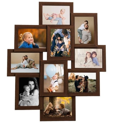 vidaXL Fotolijst voor 10x(13x18 cm) foto MDF donkerbruin