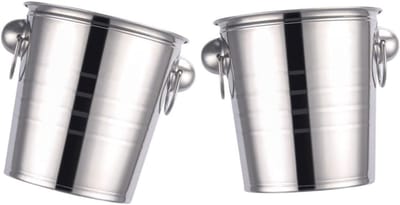Ijscontainers - Ijsblokjes emmer - Feestjes Bar - Roestvrij staal - 2 stuks 19.5x15CM - Zilver
