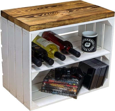 Houten Zitkist met Massief Houten Plank - Rustieke Opbergkist als Bank of Bankje - 50x29x43 cm