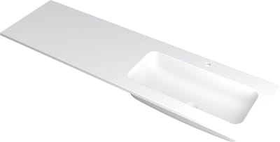 INK Faktor wastafel polystone rechts met 1 kraangat, 160x45x1,5cm, mat wit