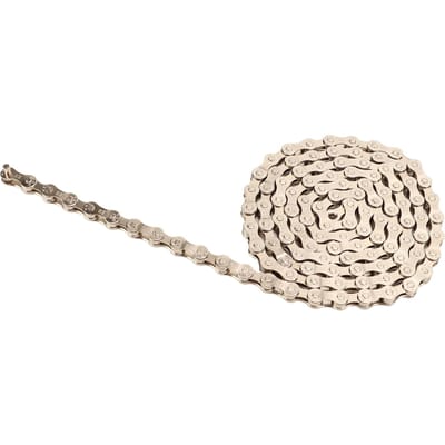 Chaîne de vélo 6V 7V 8V 116 maillons Acier au carbone Placage électrolytique complet Résistante à l'usure Chaîne de vélo de montagne pour Vélo de montagne Route beige