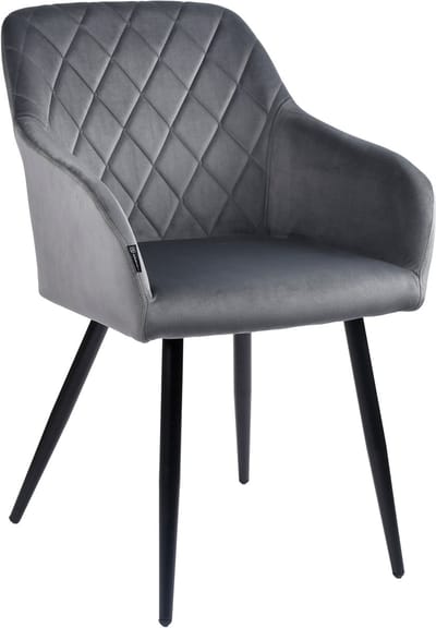 ExitoDesign MILTON Serie - Eetkamerstoel - Ciemny Grijs - Velvet - Ergonomische Metalen Onderstel