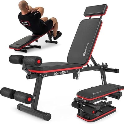 Hop-Sport Opvouwbare Multifunctionele Gewichtsbank HS-2040HB – Verstelbare Trainingsbank Voor Bankdrukken Krachttraining en Full-Body Workouts Thuis – Compact Duurzaam Fitnessapparaat Voor Optimale Core- en Spierontwikkeling