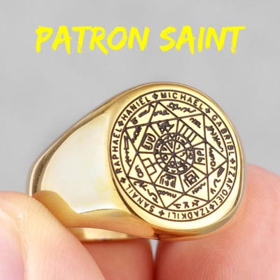 Constellation Saint Patron Étoile de David Amulette Anneaux en Acier Inoxydable pour Homme Bijoux Cadeau Créativité W4077WW-11 beige