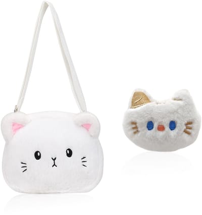 Dailygoods- Schoudertas Schattige Kattenvorm - Pluche Schoudertas - Dames Schoudertas - Cartoonmotief - Zacht en Duurzaam - Afmetingen 20 x 15 x 6 cm - Kattentas