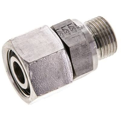 15L & M18x1.5 RVS Rechte Draaidoorvoer Buitendraad 315bar FKM O-ring en Afdichtconus Verstelbaar ISO 8434-1