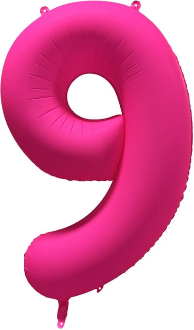 Folieballon cijfer 9 - Neon Roze - 86 cm