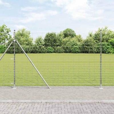 vidaXL - Gelast - Draadhek - met - Betonnen - Basis - 25 - x - 1,6 - m - Zilverkleurig