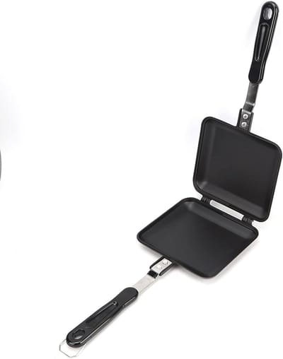 Sandwichmaker Gegrilde Kaas - Ontbijtapparaat Panini - Snelle Maaltijden - Dubbelzijdig Bakken - 36D x 17B cm - Zwart